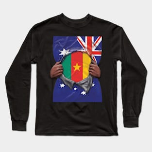 Cameroon Flag Australian Flag Ripped - Gift for Cameroonian From Cameroon Long Sleeve T-Shirt